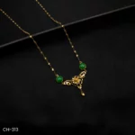 CH-313 - Artistic Floral Vibe Green Accents Abstract Bloom Necklace