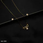 MA-086 - Stylish Infinity Black Beads Mangalsutra & Earrings with American Diamond Flower Charm