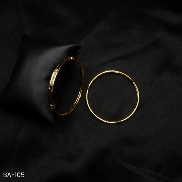 BA-105 - Gold Plated American Diamond 2 Pcs Set Bangles