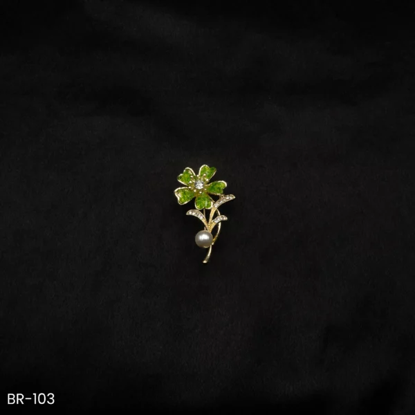 BR-103 - Feminine Fun & Fashionable Pearl Drop Floral Brooch