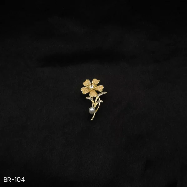 BR-104 - Feminine Fun & Fashionable Pearl Drop Floral Brooch