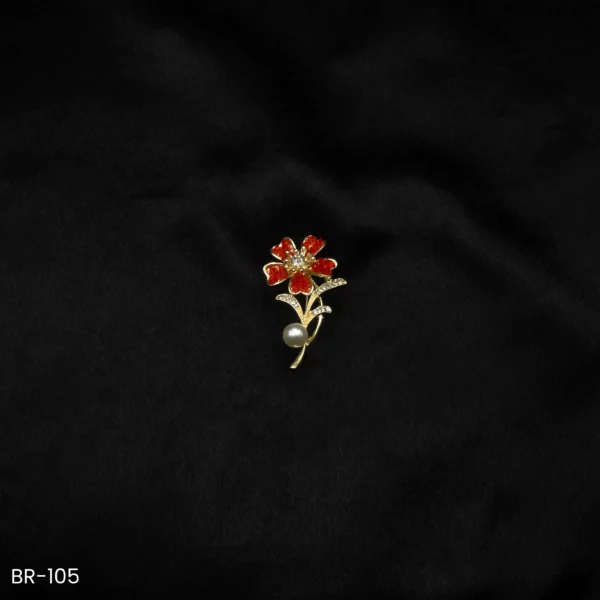 BR-105 - Feminine Fun & Fashionable Pearl Drop Floral Brooch