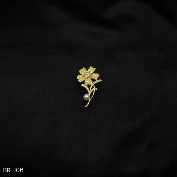 BR-106 - Feminine Fun & Fashionable Pearl Drop Floral Brooch