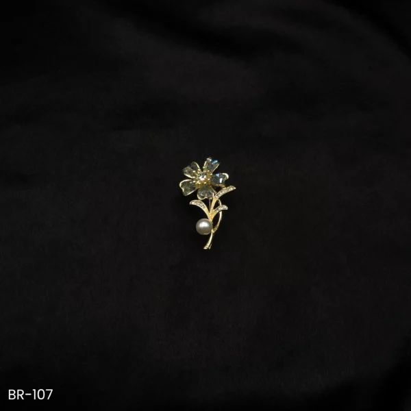 BR-107 - Feminine Fun & Fashionable Pearl Drop Floral Brooch