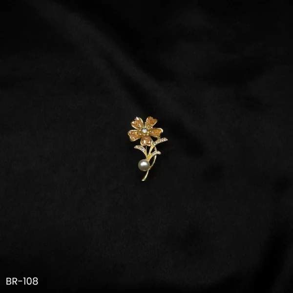 BR-108 - Feminine Fun & Fashionable Pearl Drop Floral Brooch