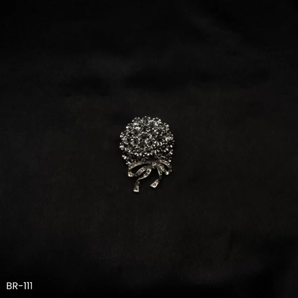 BR-111 - Designer Black & Antique Silver Brooch – Bold Look with Elegant Style