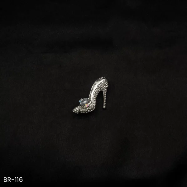 BR-116 - Bold & Playful High Heel Stiletto Brooch with Zircons and Crystal