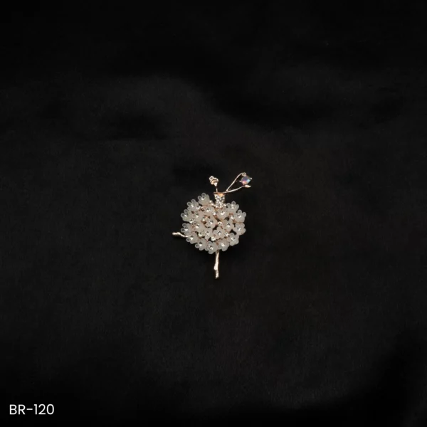 BR-120 - Graceful Ballerina Brooch with Floral Tutu Design