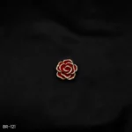 BR-121 - Bold Red & Gold Detailing Rose Bloom Brooch