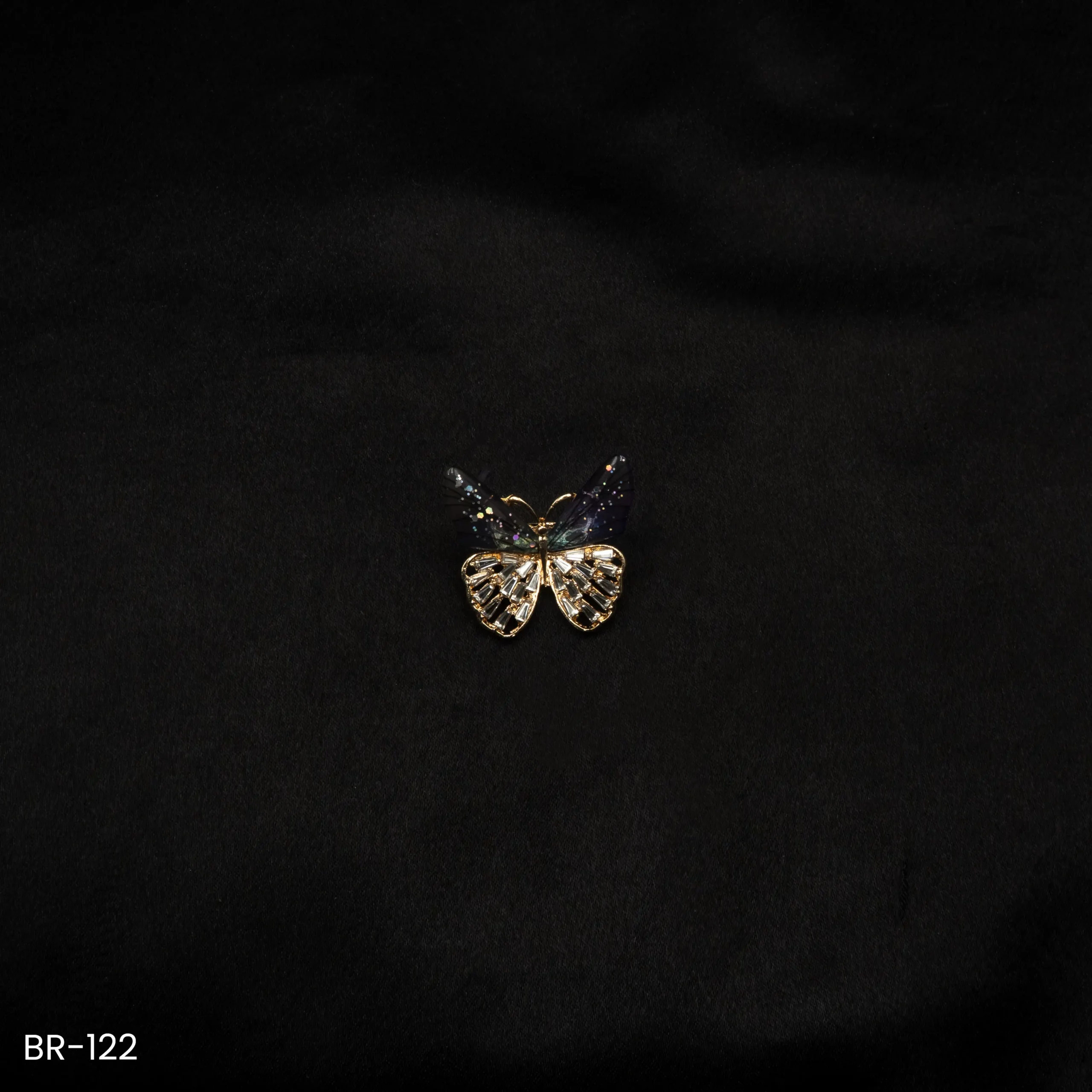 BR-122 - Enchanted Crystal Wings Blue Accent Sparkling Butterfly Brooch for Sarees & Dresses BR-122 - Enchanted Crystal Wings Blue Accent Sparkling Butterfly Brooch for Sarees & Dresses