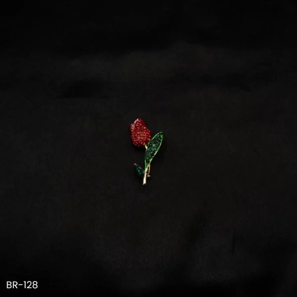 BR-128 - Floral Glam Sparkling Rosebud Brooch – Great for Sarees, Blazers & Gifts