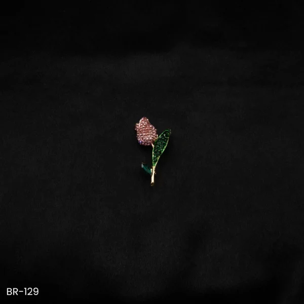 BR-129 - Floral Glam Sparkling Rosebud Brooch – Great for Sarees, Blazers & Gifts