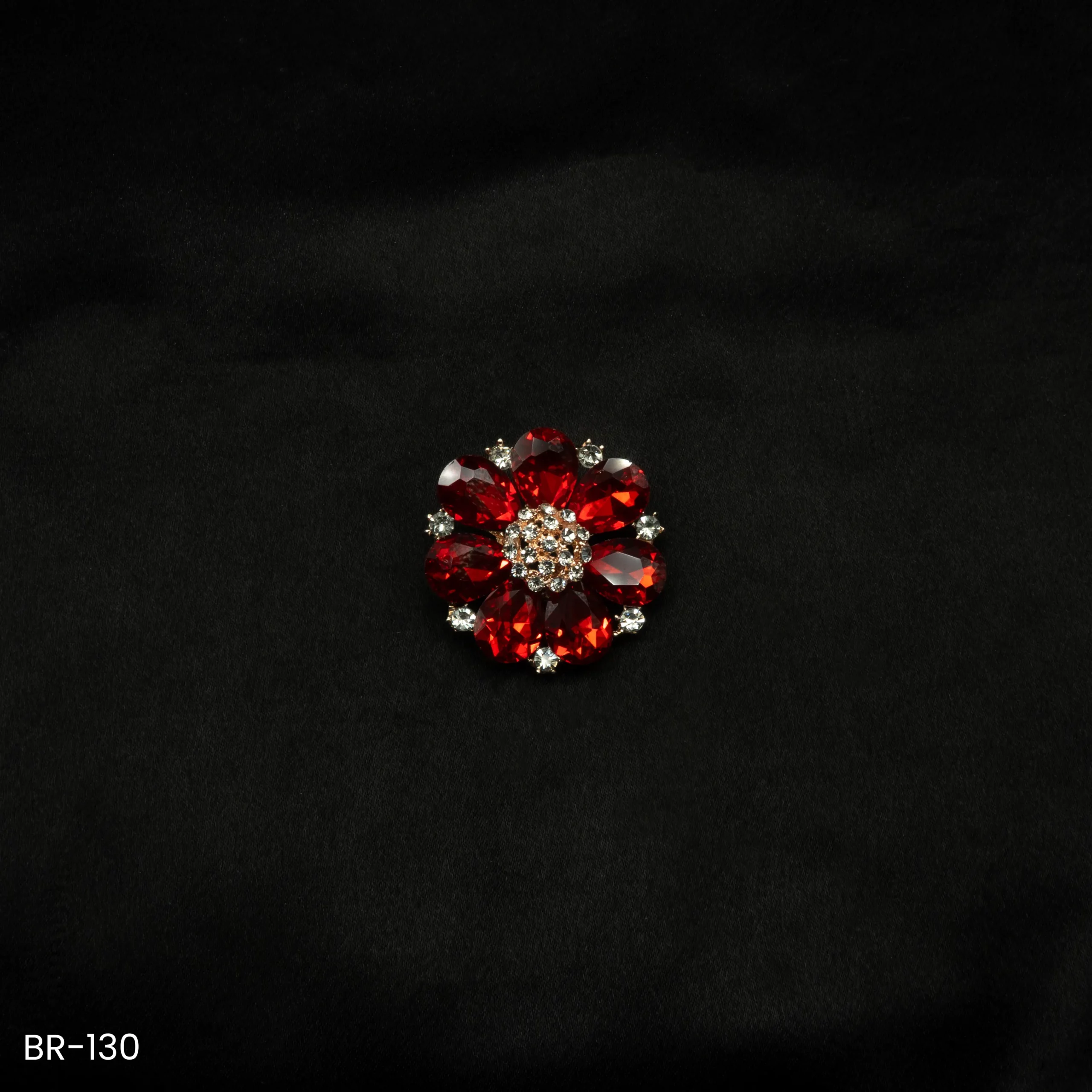 BR-130 - Statement Floral Sparkle Dazzling Red Flower Brooch Sarees & Dresses BR-130 - Statement Floral Sparkle Dazzling Red Flower Brooch Sarees & Dresses