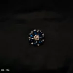 BR-134 - Statement Floral Sparkle Dazzling Blue Flower Brooch Sarees & Dresses