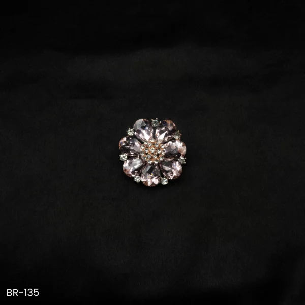 BR-135 - Statement Floral Sparkle Dazzling Light Pink Flower Brooch Sarees & Dresses