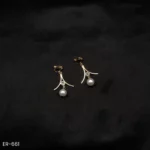 ER-661 - Modern Curve Design Pearl Drop Earrings With CZ Accent