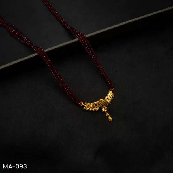 MA-093 - Traditional Design Gold Plated Leaf Design Red Hydropotey Mangalsutra
