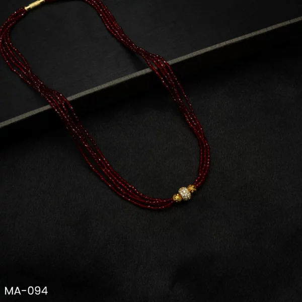 MA-094 - Minimalist Elegance Gold Plated Ball Design Red Hydropotey Mangalsutra