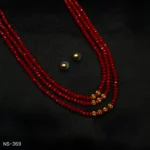 NS-369 - Layered Elegance Matte Red Crystal Beads Necklace and Earrings Set