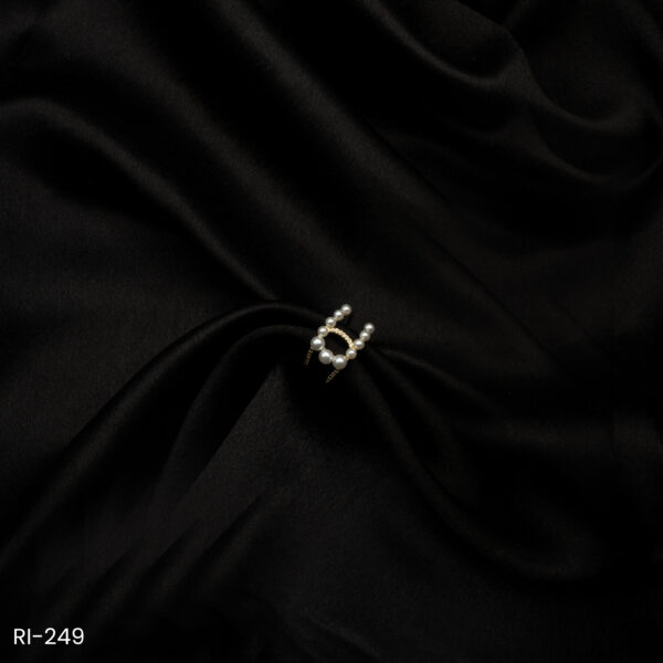 RI-249 - Minimal and Classy Pearl Multi-Band American Diamond Adjustable Ring