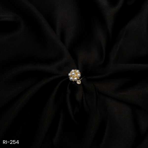 RI-254- Bloom & Shine Floral Pearl Cluster Adjustable Finger Ring