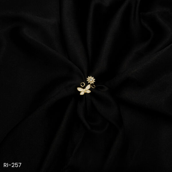 RI-257 - Whimsical Butterfly & Bloom Charm American Diamond Adjustable Ring