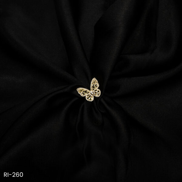 RI-260 - Sparkle & Fly Elegant Gold Plated Butterfly Design American Diamond Adjustable Ring