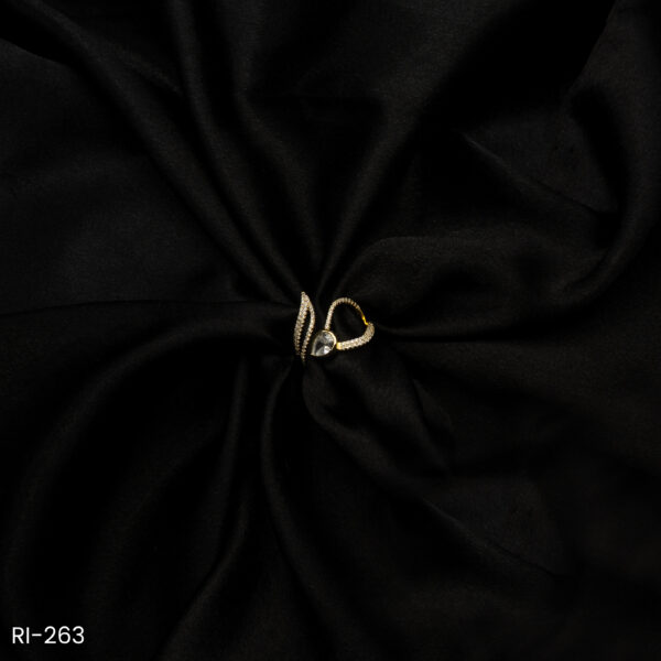 RI-263 - Stylish Asymmetric Minimal Contemporary Design Adjustable American Diamond Ring