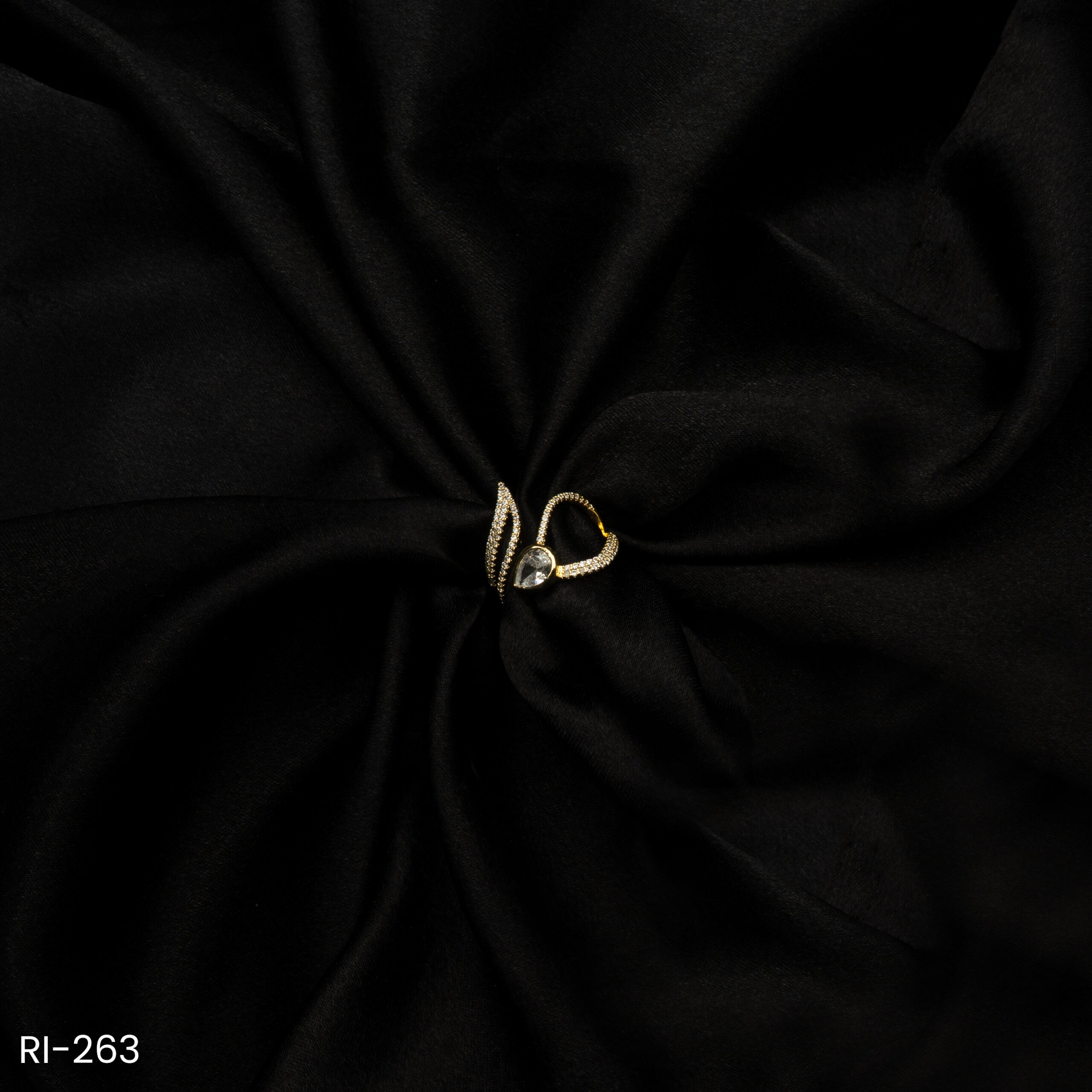 RI-263 - Stylish Asymmetric Minimal Contemporary Design Adjustable American Diamond Ring RI-263 - Stylish Asymmetric Minimal Contemporary Design Adjustable American Diamond Ring