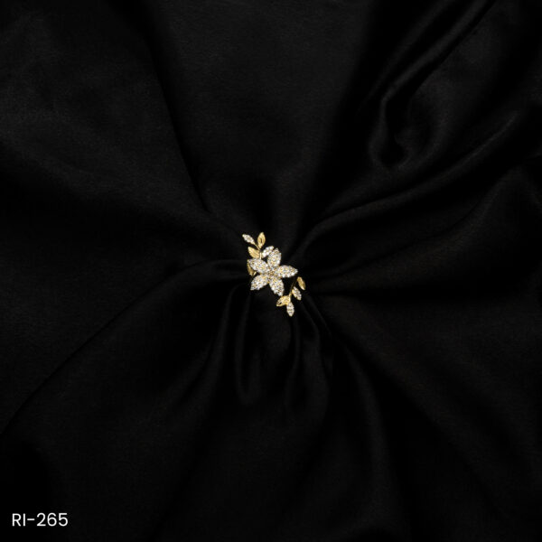 RI-265 - Gold Plated American Diamond Floral Vine Design Adjustable Ring