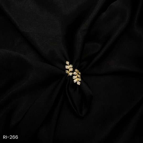 RI-266 - Bold & Sparkly Nature-Inspired Double Vine American Diamond Adjustable Ring