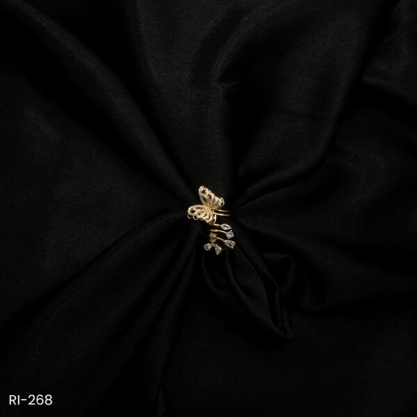 RI-268 - Playful Glam Gold Plated American Diamond Contemporary Adjustable Finger Ring