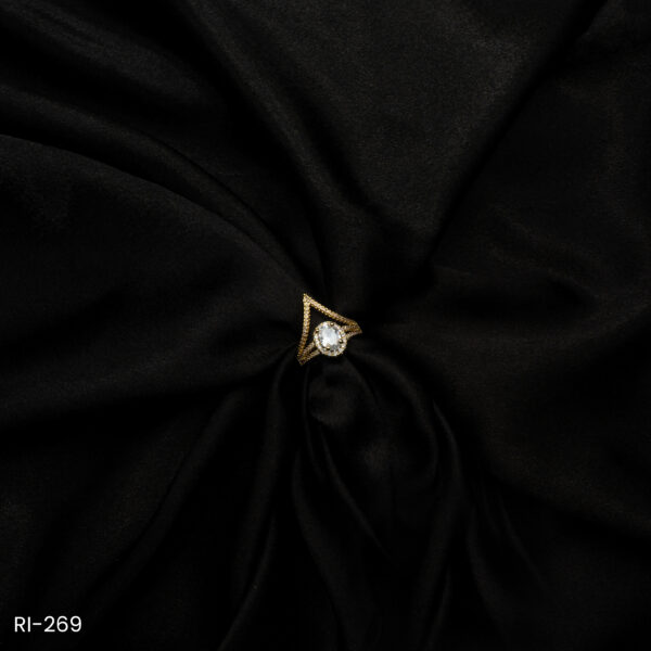 RI-269 - White Stone Focus Geometric Statement American Diamond Adjustable Ring