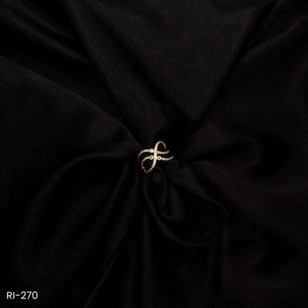 RI-270 - Infinite Glam Gold Plated American Diamond Stylish Adjustable Infinity Ring