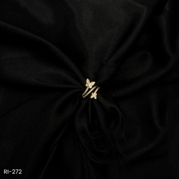 RI-272 - Delicate Elegance Twin Butterfly American Diamond Adjustable Ring