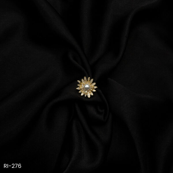 RI-276 - Feminine Elegance Floral Pearl American Diamond Adjustable Ring