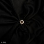 RI-286 - Elegant Blossom Gold Plated Ruby Red Lotus Flower American Diamond Adjustable Ring