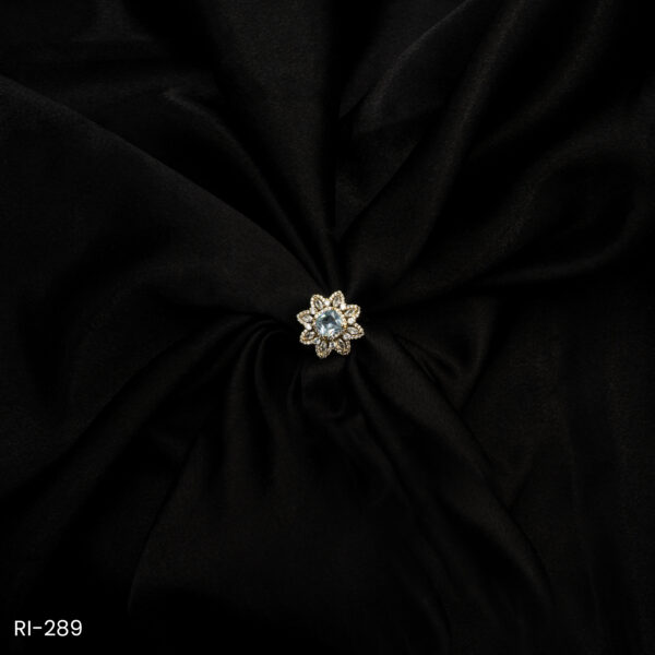 RI-289 - Elegant Blossom Gold Plated Clear Lotus Flower American Diamond Adjustable Ring