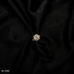 RI-296 - Bold & Beautiful Gold Plated American Diamond Soft Pink Princess Cut Adjustable Ring