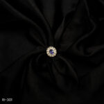 RI-301 - Halo Glam Oval Purple Stones & American Diamond Gold Plated Adjustable Ring