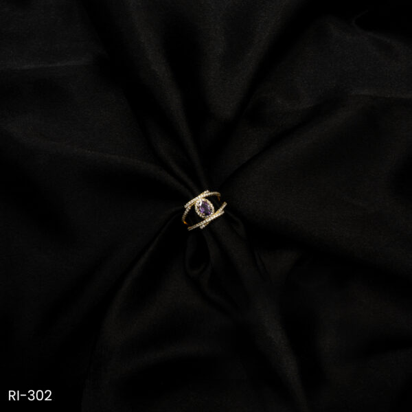 RI-302 - Marquise Magic American Diamond & Purple Gem Adjustable Finger Ring