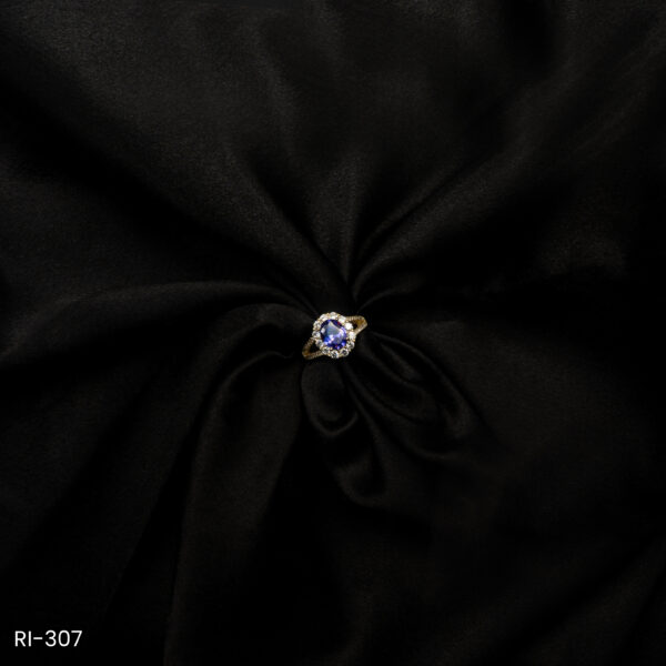 RI-307 - Sparkle with Elegance American Diamond & Purple Oval Halo Ring