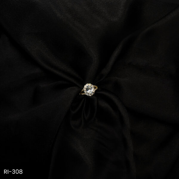 RI-308 - Sparkle with Elegance American Diamond Oval Halo Ring