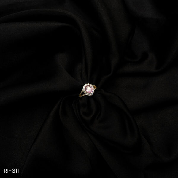 RI-311 - Sparkle with Elegance American Diamond & Soft Pink Oval Halo Ring