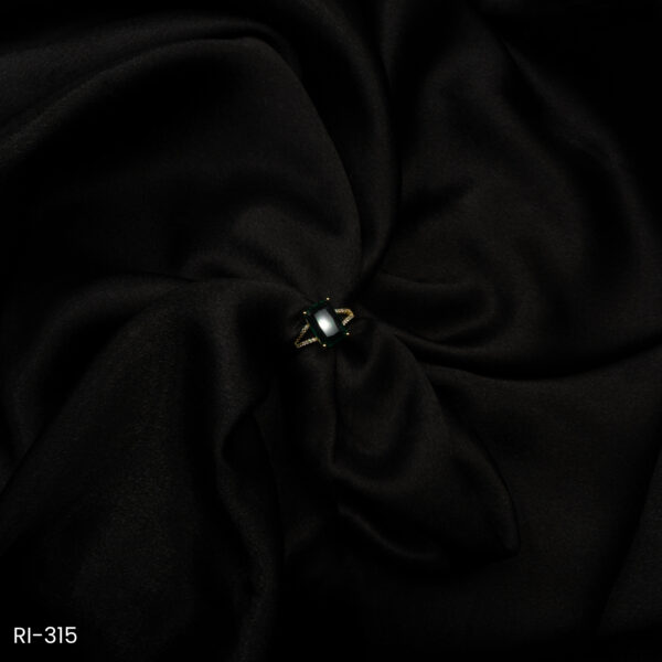 RI-315 - Sleek Statement Look American Diamond & Rectangle Emerald Green Adjustable Ring