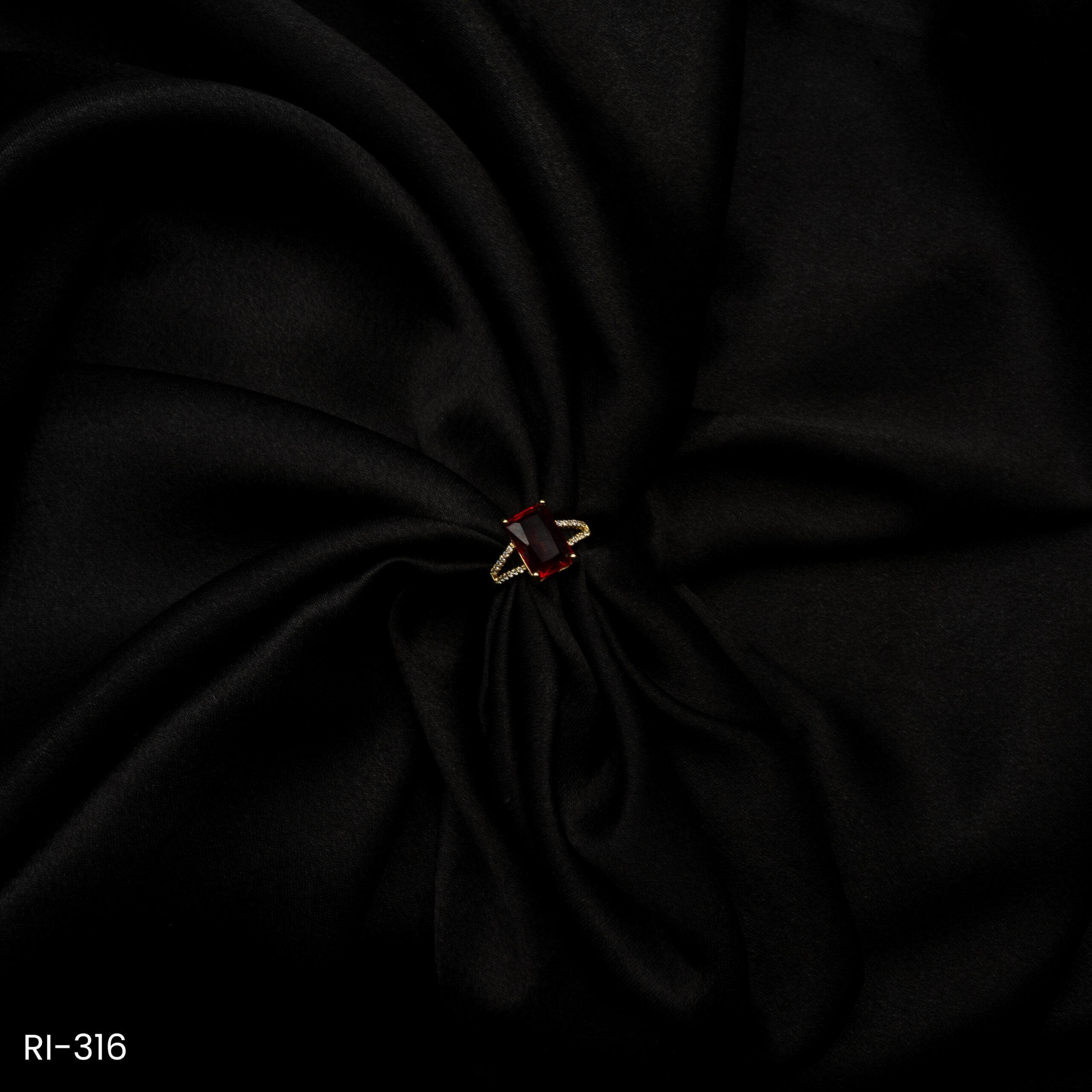 RI-316 - Sleek Statement Look American Diamond & Rectangle Ruby Red Adjustable Ring RI-316 - Sleek Statement Look American Diamond & Rectangle Ruby Red Adjustable Ring