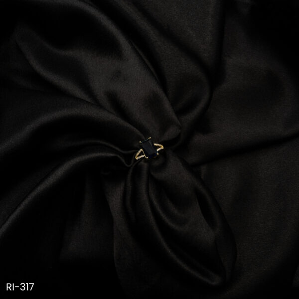 RI-317 - Sleek Statement Look American Diamond & Rectangle Royal Blue Adjustable Ring