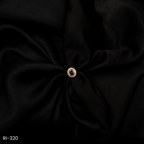 RI-320 - Golden Glow Oval Ruby Red & American Diamond Adjustable Ring