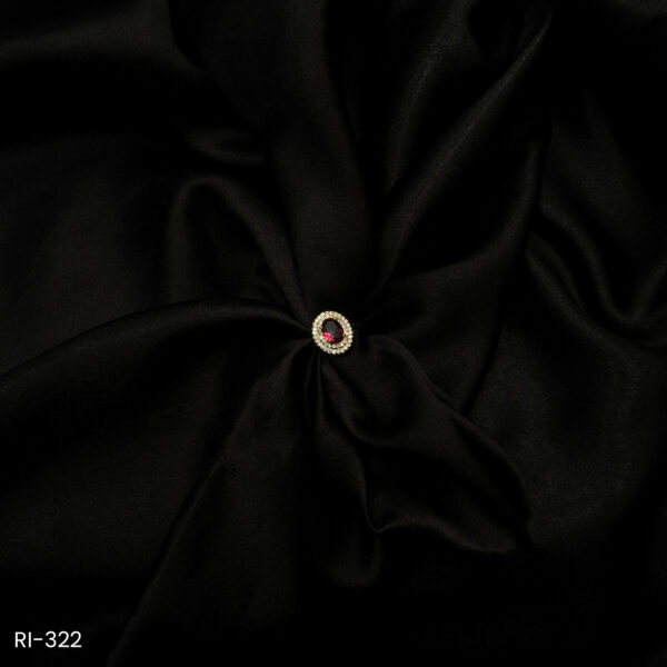 RI-322 - Golden Glow Oval Ruby Red & American Diamond Adjustable Ring