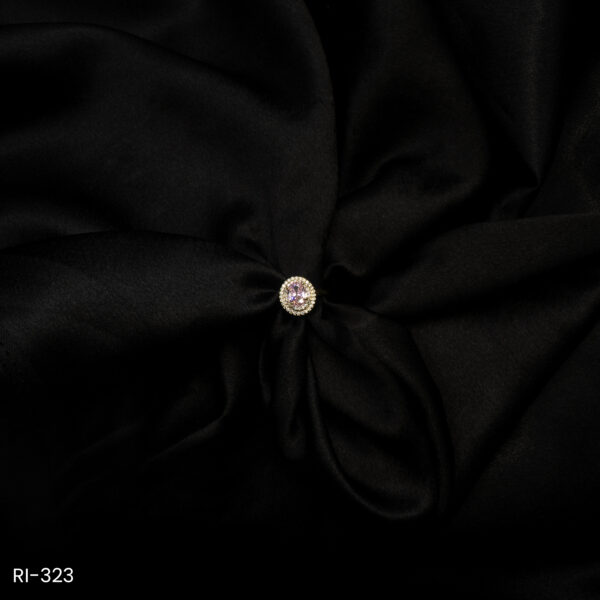 RI-323- Golden Glow Oval Soft Pink & American Diamond Adjustable Ring